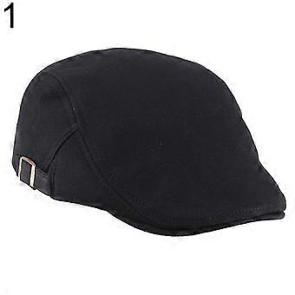 Herre Dame Duckbill Mode Klassisk Beret Cabbie Cowboy Flat Hat Golf Driving Cap Qinhai (Sort)