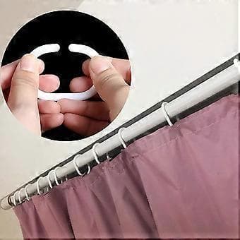 12-pack Plast Gardinringar, C-formad Duschdraperikrok av Plast, Duschdraperikrokar för Badrum, Vit