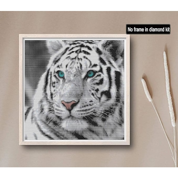 Diamantmålning Vit Tiger 30*30cm, Djurdiamantbroderi D