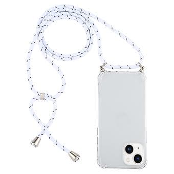 TPU-etui med snor for iPhone 15 Plus (Hvit grå)