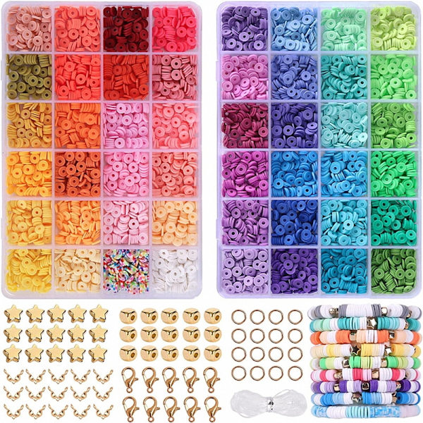4800 stykker lerperler, bløde lerstykker, bløde lerperler, håndlavet smykker, armbånd, DIY-tilbehør
