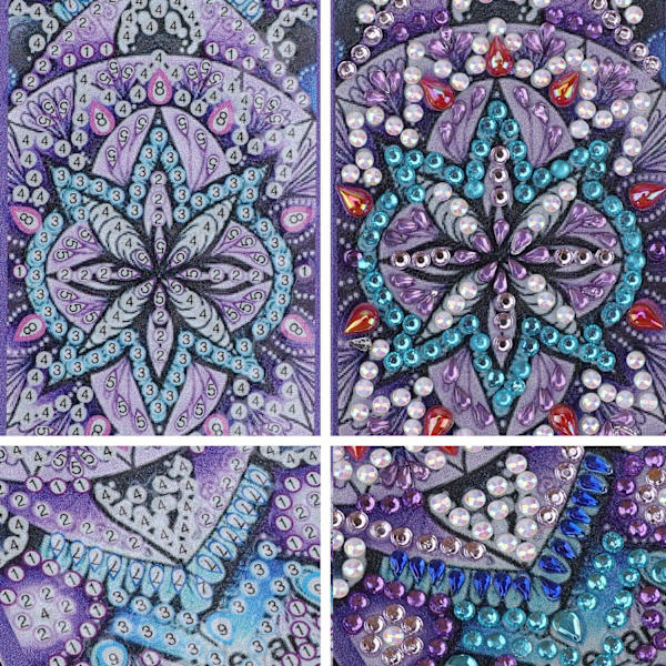 DIY Diamantmaleri Bogmærke, Maling efter nummer Diamant Læder Kvast Mandala Bogmærker Broderi
