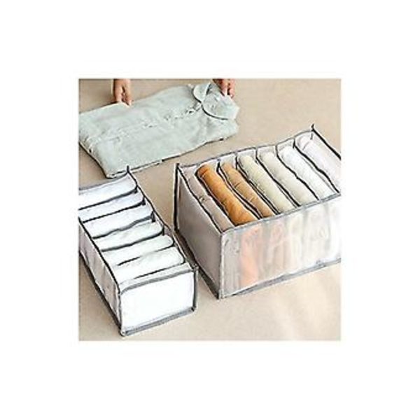 Foldbar Skuffeorganisator, Opbevaringsboks med Rum, Til Jeans, Varm Vinterbukser, Kvadratisk, Skuffe, Skab (17x25x32cm, Hvid)