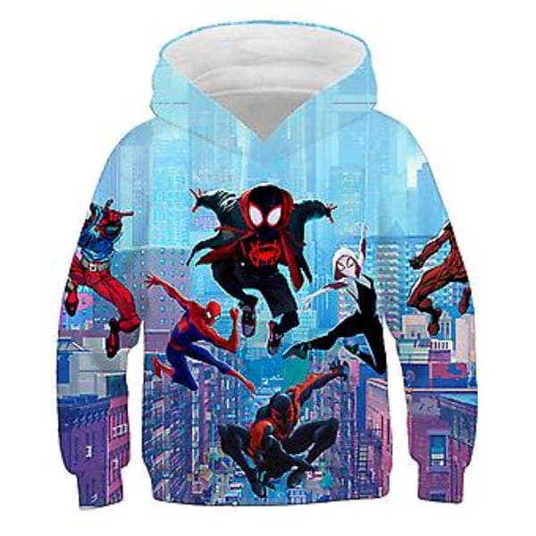 5-10 år Pojkar Spider-Man 3D-tryckt Hoodie Långärmad Huvtröja Pullover Jumper Toppar Presenter (5-6 år A)