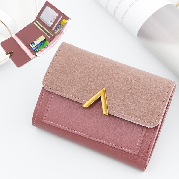 Women's Short Wallet Purse Card Holder in Artificial Leather with