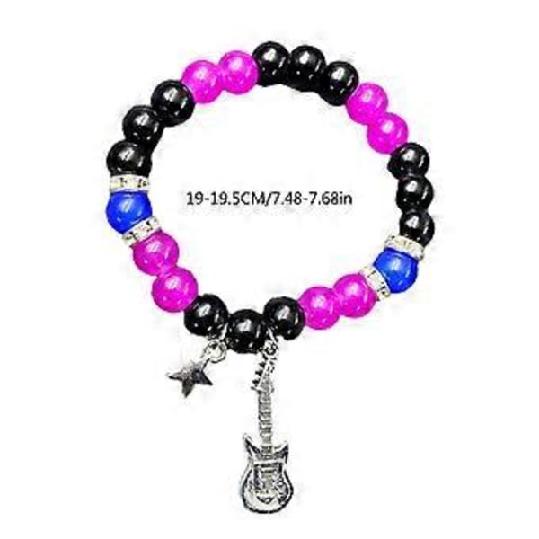 Set med 1/2 Justerbart Pararmband Matchande Armband Släta Pärlor Magnetisk Handkedja Tillbehör för Kvinnor Flickor (gitarr ankare röd bl)