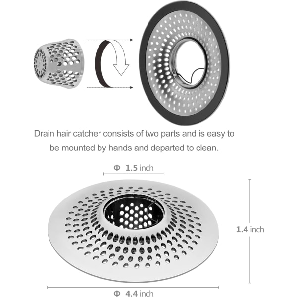 110mm blank design, rustfritt stål badekar og dusj hårfilt