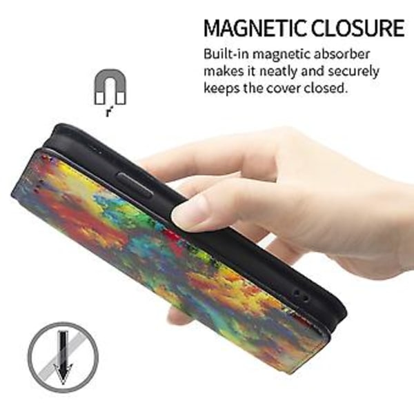 Färgglatt Magnetiskt Läderfodral För Samsung Galaxy A12 (Färgglatt Moln)