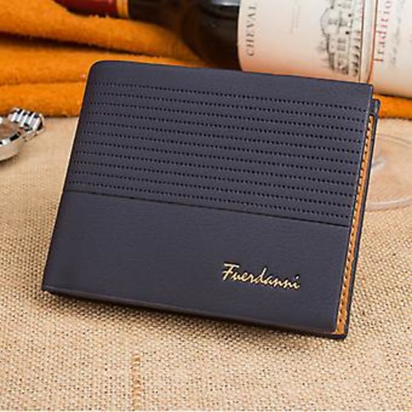 Herre Bifold Lær Kreditt ID Kort Holder Lommebok Seddelmappe Clutch Seddelmappe (#3 Blå)