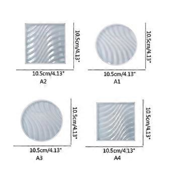 Bølgeformet Brikke Epoxy Resin Silikonform Brikkeformer for DIY Resin Vinglass Kopp Matte Hjem Dekor DIY Håndverk Laging (firkantbølge)