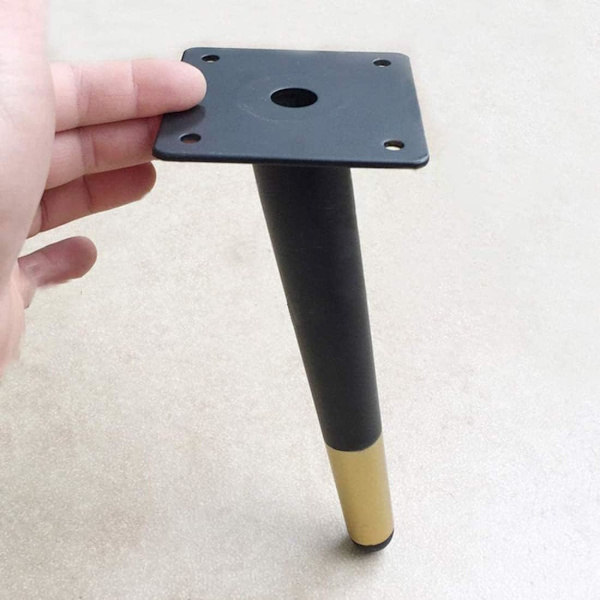 4 stk. skråstilte bordben i metall (10 cm), koniske møbelben, 201 rustfritt stål, svart