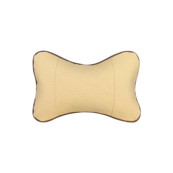 (beige) 2-pack nackkudde för bil, bekvämt PU-läder, mjukt stöd