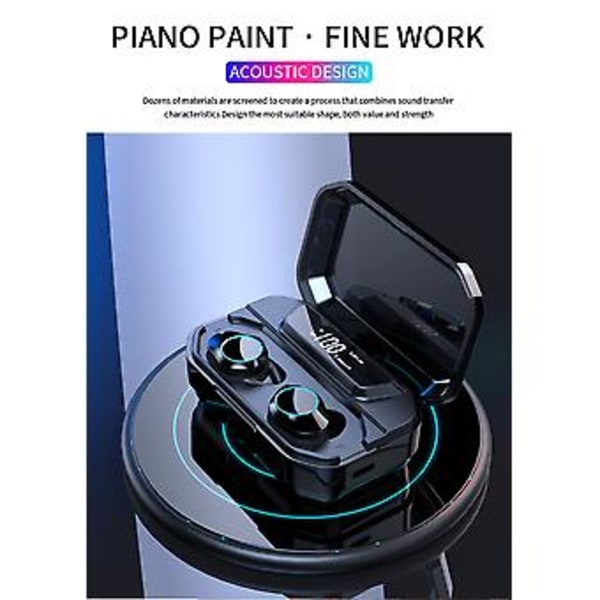 Bluetooth V5.0 Stereo Kuulokkeet Langattomat IPX7 Vedenpitävät Kosketusnappikuulokkeet (Musta)