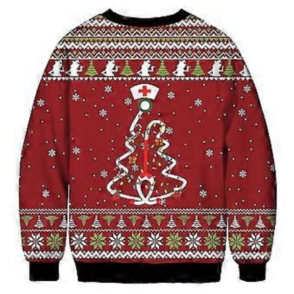 Naisten Miesten Pariskuntien Jouluinen Collegepaita Grinch-kuviolla, Pyöreä Pääntie, Ruma Neulepusero, Pitkähihainen Vihreä Hirviö Pusero Hyppypaita (2XL E)