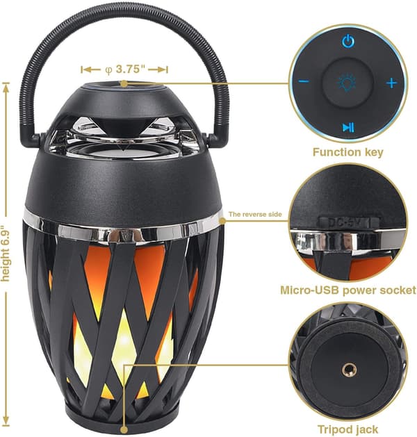 2-pak bærbare Bluetooth-høyttalere med LED-lys, Bluetooth Tru