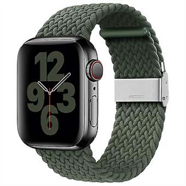 Kompatibel med Apple Watch Band 45mm 44mm 42mm, Justerbart Flätad Stretch Elastiskt Sport Ersättningsband med Spänne för Iwatch Se/serie 7 6 5 4 3