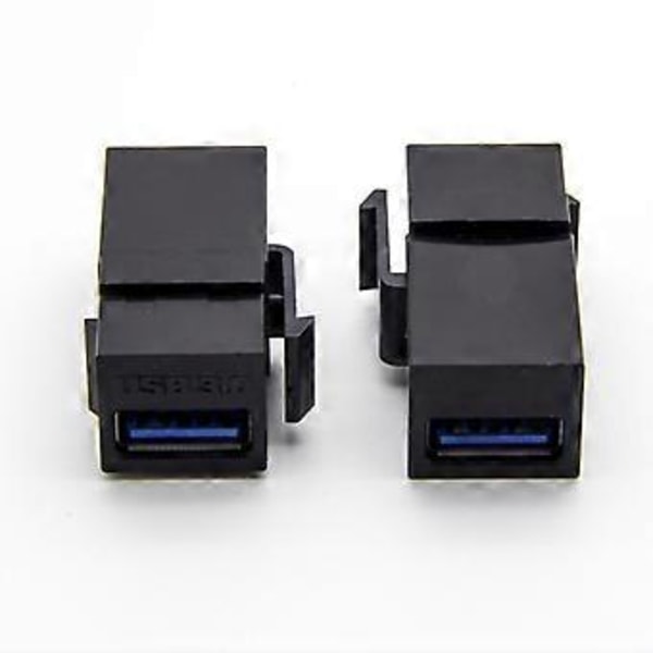 2 st USB 3.0 A Hon till A Hon Förlängnings Keystone Jack Koppling Adapter Konverterare (Vit)