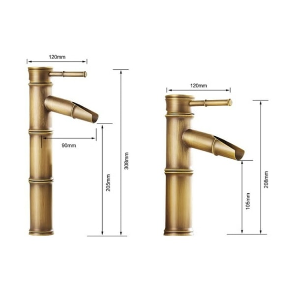 1PC 3-ledade brytmunstycken hög bambu kran, vattenfall diskbänk mixer