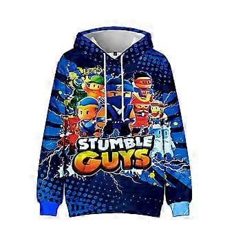 Stumble Guys Trykte Hettegensere Barn Pullover Høstgenser Lang Ermet Hetter Topper (6-7 År C)