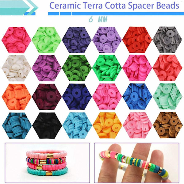 Flade Perler Kit til Armbånd, 24 Farver 4800 Stykker Håndlavet Polym