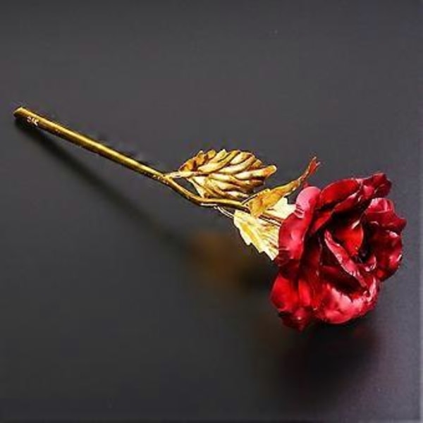 Gyldenfarvet Folie Kunstig Rose Blomst Lang Stil Valentinsdag Gave til Elskende Qinhai (Guld)