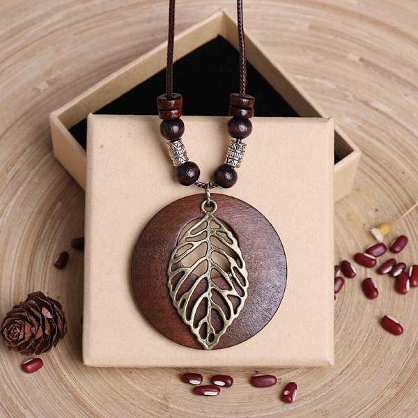 Lush Branches 1 st trä halsband för kvinnor flicka livets träd