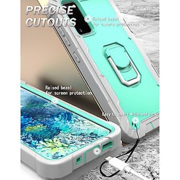 För Samsung Galaxy S20 FE / FE 5G PC + Gummiskal (Grå Vit Grön)