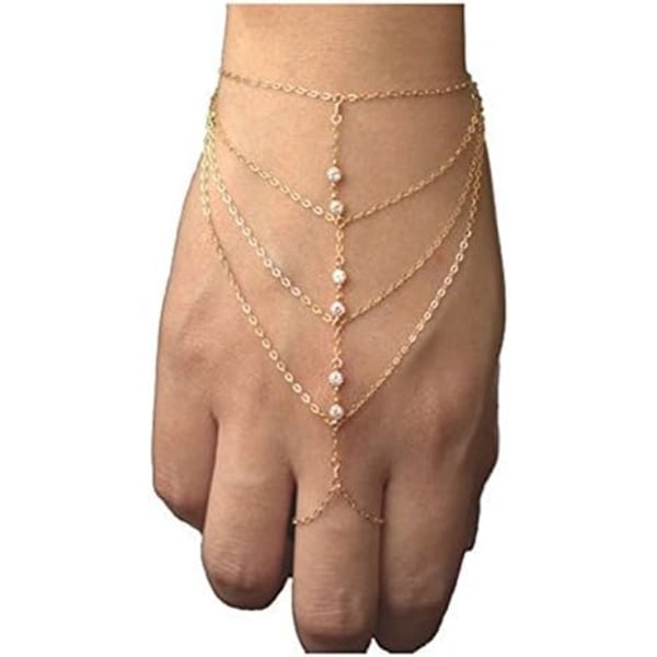 Popstjerne Kjede Tassel Krystall Armbånd Slave Finger Ring Han