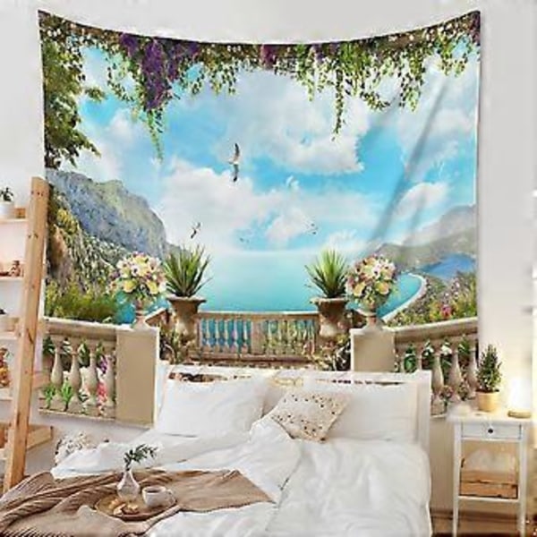 Tropisk Havsö Landskap Gobeläng Heminredning Bakgrundstyg (130X150CM)(130CM*150CM )