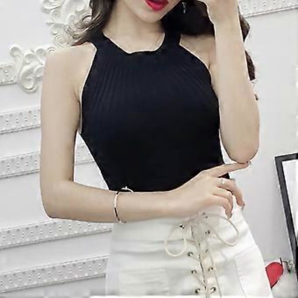 Damegenser for avslappet off-shoulder halter-hals topp for forretningsarbeid kontorbruk (hvit)