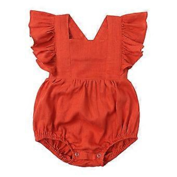 Underbar Nyfödd Baby Flicka Sparkdräkt Volang Bodysuit Jumpsuit Sommarkläder Baby Utomhusklänning för Baby Flickor Flera storlekar Röd 66(66 Röd)