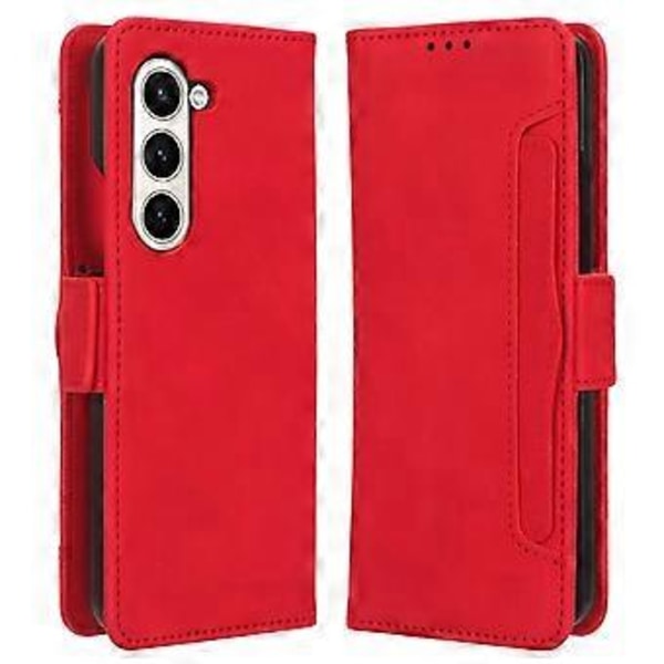 Läderfodral med flera kortfack för Samsung Galaxy Z Fold5 5G, Plånboksstativ Telefonfodral
