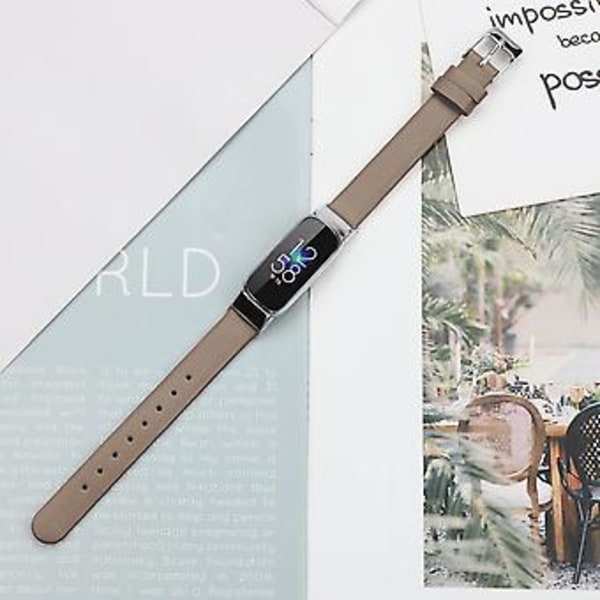 Lærreim for Fitbit Luxe S (Grå)