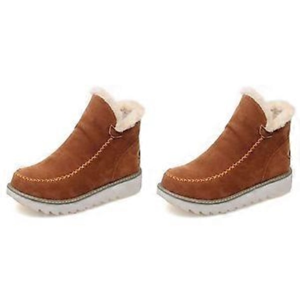 1 Par Klassiska Halkfria Ankel Uggs för Kvinnor Svart Bomull 1 Par Varma Snökängor Mikrofleecefoder (38 Brun)