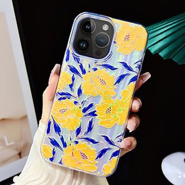Sähköpinnoitettu TPU + PC -kotelo iPhone 13 Prolle (Krysanteemi)