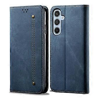 För Samsung Galaxy S23 FE Jeans Tyg Textur Plånboksfodral PU Läder Stativ Telefonfodral (Stil B)
