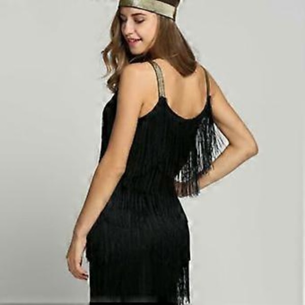 Cocktailkjole Pandebånd Great Gatsby 1920'erne Frynser Flapper Party Tassel Mode (M Grå)