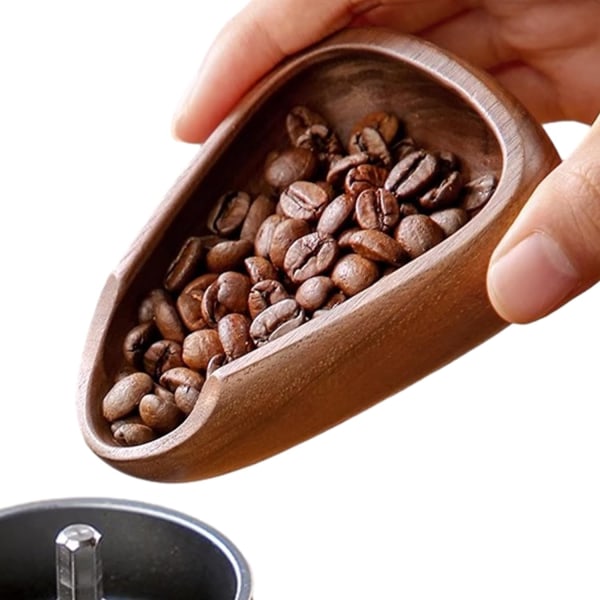 Kaffe mätbricka, träkaffesked, kaffebönor, trä mätkopp, te mätkopp,