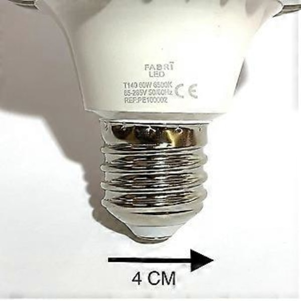 E-40-60W LED-lamppu, 6500K viileä valo, 6000LM, turbiinirakenne ja jäähdytyslevy, teollisuus- ja ulkovalaistus, E40-kanta, valkoinen, 1 kpl