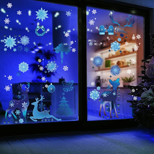 9 ark med juleklistremerker for vinduer, elgklistremerker for vinduer til jul