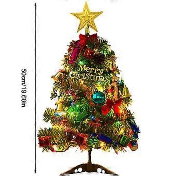 50CM Juletre Pakke med Lys Skrivebord Juletre Oppsett Utstyr Juledekorasjon
