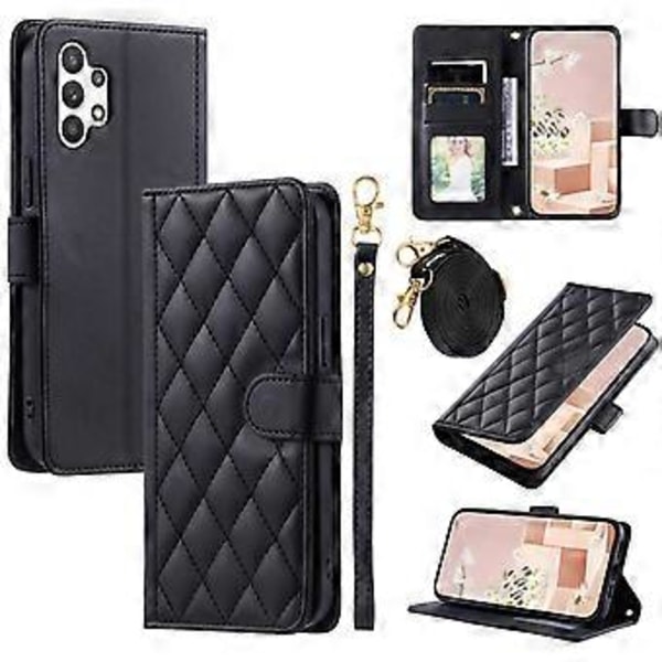 Mobilfodral för Samsung Galaxy A32 5G/M32 5G, Rutmönster Plånbok Crossbody Väska (Stil E)