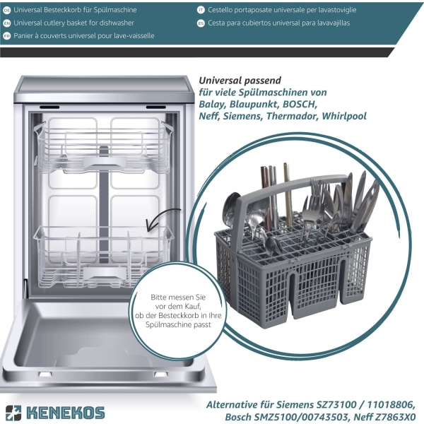 Oppvaskmaskin bestikkurv kompatibel med Siemens SZ73100 / 11018806, Bosch SMZ5100/00743503, Neff Z