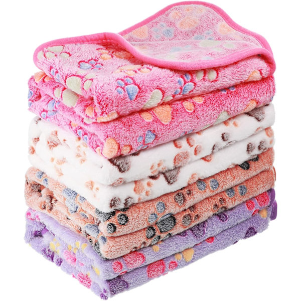 4 stk. poteaftryk fleece tæppe til små, mellemstore og store hunde og katte