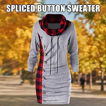 Langærmet pullover-skjorte til kvinder, åndbart materiale, slank og alsidig top til pige, kvinde, mor, kæreste (L Grå) Gray L