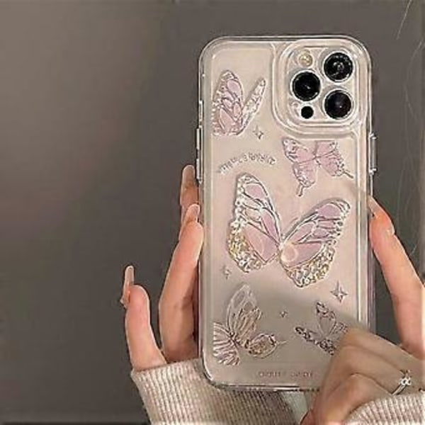 Kirkas Purppura Perhonen Bling Söpö Puhelimen Kotelo iPhone 14 6.1\" Kotelo Muodikkaat Suojaava Kotelo Iskun Kestävä Iho iPhone 14 Koteloille