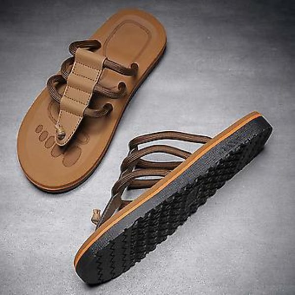 Casual Clip-toe Tofflor för Män Bekväma Halkfria Utomhusskor för Vandring (42 Brun)