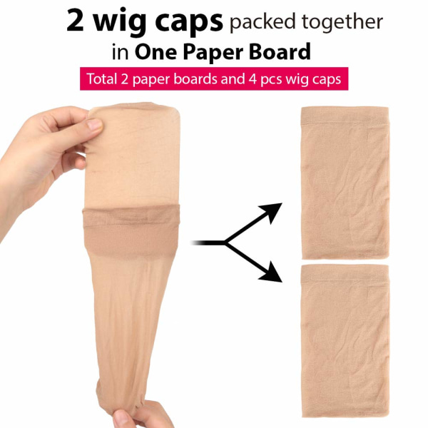4 stk. Sæt Lysebrun Strømpe Paryk Hue Elastisk Nylon Paryk Hue