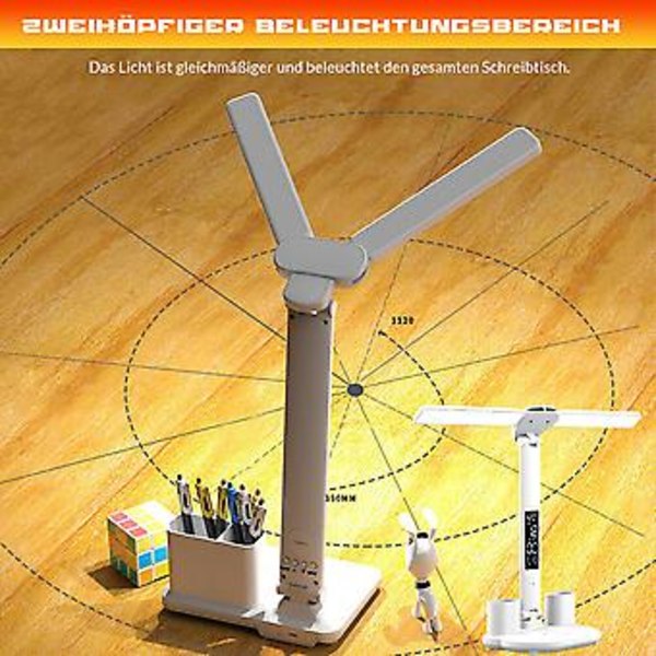 3200mAh LED Skrivbordslampa Dimbar USB Bordsläslampa med Temperatur Datum Klocka ( )