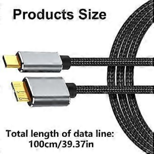 USB Type C till b-kabel USB C till b 3.0-kabel 5 Gbps Datasynkroniseringssladd Nylonladdningssladd 25/50/100/150/200 cm (1 m)